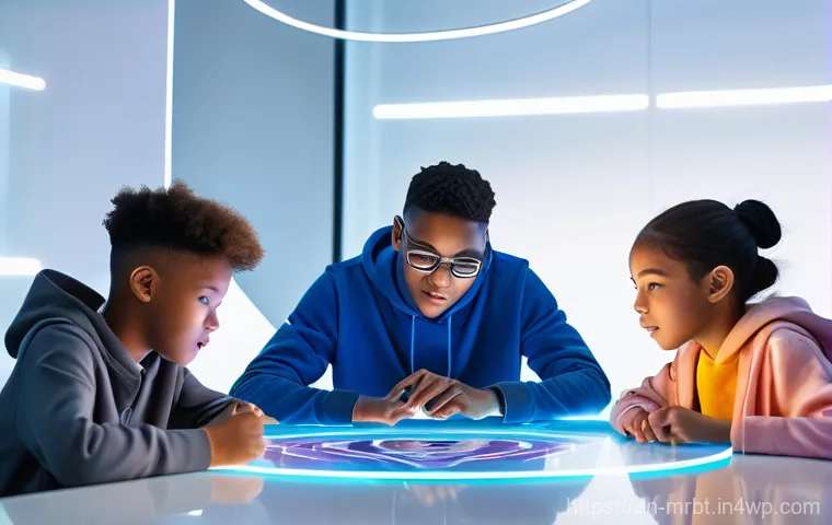 알파세대를 위한 대화형 마케팅 기법 - **Prompt:** A vibrant, futuristic image of a diverse group of Generation Alpha children, approximate...