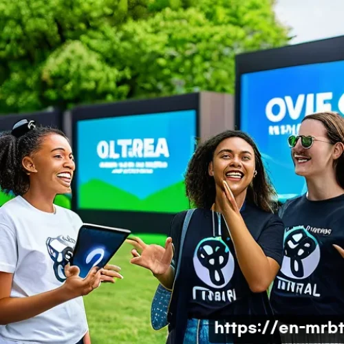 알파세대의 가치관 변화와 마케팅 - A diverse group of young people from Generation Alpha engaging in a vibrant brand community event ou...