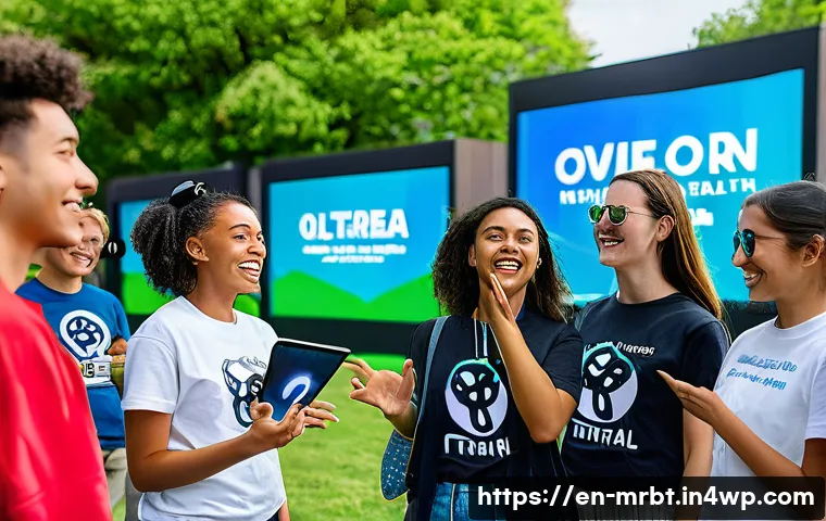 알파세대의 가치관 변화와 마케팅 - A diverse group of young people from Generation Alpha engaging in a vibrant brand community event ou...