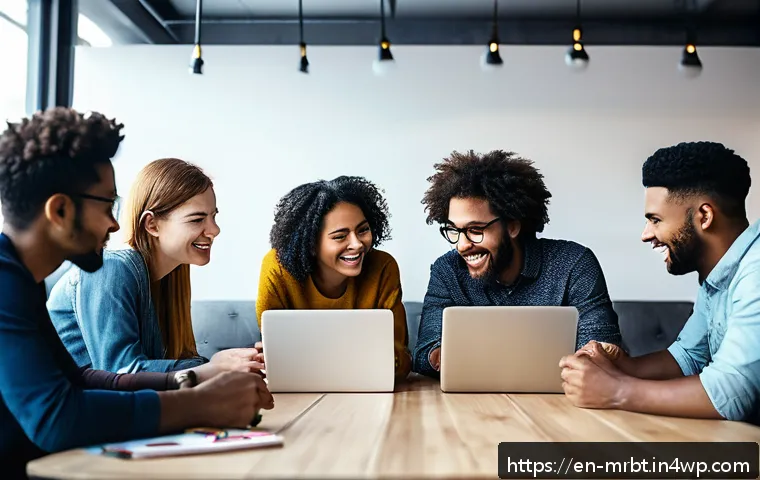 알파세대를 위한 마케팅 캠페인 성공 요소 - A diverse group of young professionals gathered in a modern, cozy workspace sharing authentic storie...